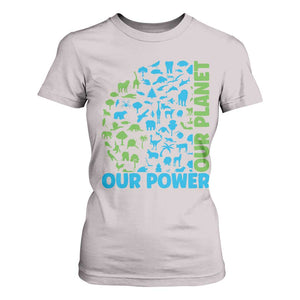 Earth Day Environmental Activism T Shirt For Women Our Power Our Planet TS12 Ice Gray Print Your Wear