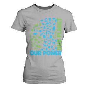Earth Day Environmental Activism T Shirt For Women Our Power Our Planet TS12 Sport Gray Print Your Wear