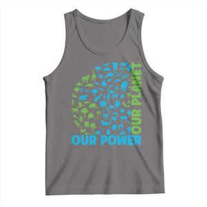 Earth Day Environmental Activism Tank Top Our Power Our Planet TS12 Deep Heather Print Your Wear