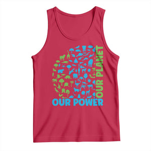 Earth Day Environmental Activism Tank Top Our Power Our Planet TS12 Red Print Your Wear