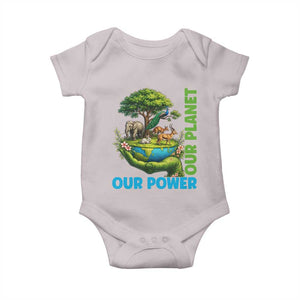 Our Power Our Planet Baby Onesie Earth Day Nature Lover Gift TS12 Ice Gray Print Your Wear