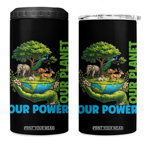 Our Power Our Planet 4 in 1 Can Cooler Tumbler Earth Day Nature Lover Gift TS12 One Size: 16 oz Black Print Your Wear
