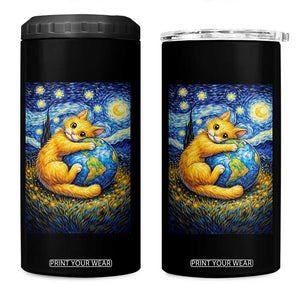 Earth Day 4 in 1 Can Cooler Tumbler Starry Night Cat Hugging Earth TS12 One Size: 16 oz Black Print Your Wear
