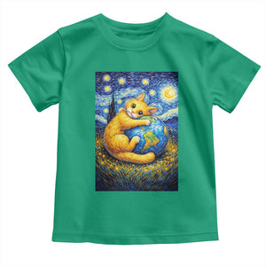 Earth Day Toddler T Shirt Starry Night Cat Hugging Earth TS12 Irish Green Print Your Wear