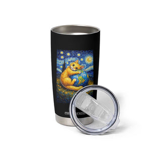 Earth Day Tumbler Cup Starry Night Cat Hugging Earth TS12 Print Your Wear