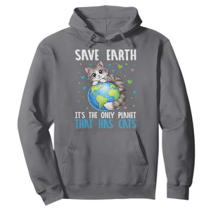 Earth Day Hoodie Save Earth Its The Only Planet With Cats TS12 Charcoal Print Your Wear