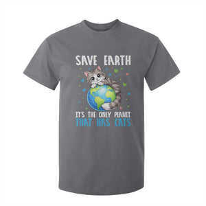 Earth Day T Shirt For Kid Save Earth Its The Only Planet With Cats TS12 Charcoal Print Your Wear