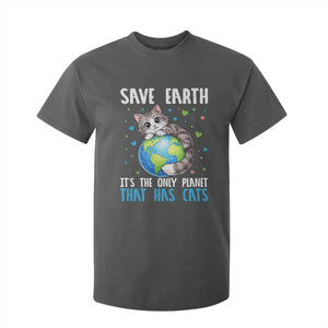 Earth Day T Shirt For Kid Save Earth Its The Only Planet With Cats TS12 Dark Heather Print Your Wear