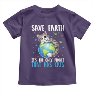 Earth Day Toddler T Shirt Save Earth Its The Only Planet With Cats TS12 Purple Print Your Wear