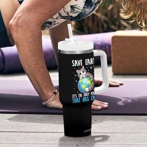 Earth Day Tumbler With Handle Save Earth Its The Only Planet With Cats TS12 Print Your Wear