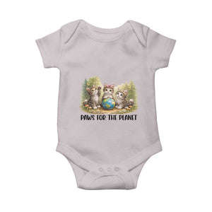 Earth Day Cat Lover Baby Onesie Paws For The Planet TS12 Ice Gray Print Your Wear