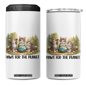Earth Day Cat Lover 4 in 1 Can Cooler Tumbler Paws For The Planet TS12 One Size: 16 oz White Print Your Wear