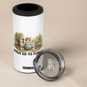 Earth Day Cat Lover 4 in 1 Can Cooler Tumbler Paws For The Planet TS12 Print Your Wear