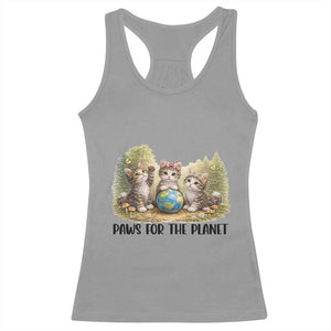 Earth Day Cat Lover Racerback Tank Top Paws For The Planet TS12 Sport Gray Print Your Wear