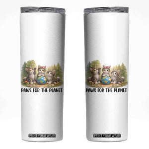 Earth Day Cat Lover Skinny Tumbler Paws For The Planet TS12 White Print Your Wear