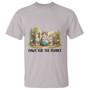 Earth Day Cat Lover T Shirt Paws For The Planet TS12 Ice Gray Print Your Wear