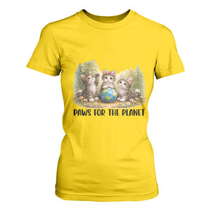 Earth Day Cat Lover T Shirt For Women Paws For The Planet TS12 Daisy Print Your Wear