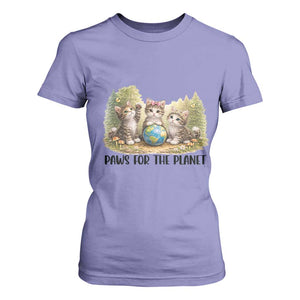 Earth Day Cat Lover T Shirt For Women Paws For The Planet TS12 Violet Print Your Wear