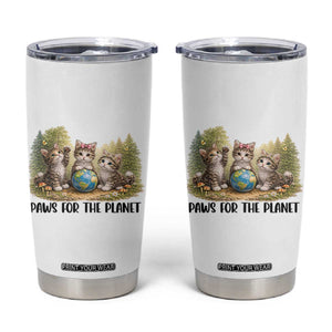 Earth Day Cat Lover Tumbler Cup Paws For The Planet TS12 White Print Your Wear