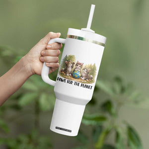 Earth Day Cat Lover Tumbler With Handle Paws For The Planet TS12 Print Your Wear