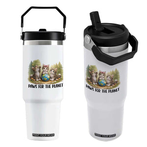 Earth Day Cat Lover Flip Straw Tumbler Paws For The Planet TS12 One Size: 30 oz White Print Your Wear