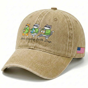 Make Everyday Earth Day Washed Cotton Baseball Cap Eco Friendly Cat Lover TS12 Print Your Wear