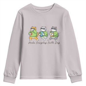 Make Everyday Earth Day Youth Sweatshirt Eco Friendly Cat Lover TS12 Ice Gray Print Your Wear