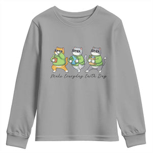 Make Everyday Earth Day Youth Sweatshirt Eco Friendly Cat Lover TS12 Sport Gray Print Your Wear