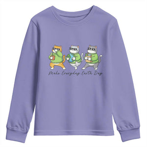 Make Everyday Earth Day Youth Sweatshirt Eco Friendly Cat Lover TS12 Violet Print Your Wear