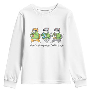 Make Everyday Earth Day Youth Sweatshirt Eco Friendly Cat Lover TS12 White Print Your Wear