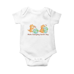 Make Everyday Earth Day Baby Onesie Cute Cat Healing Planet Earth TS12 White Print Your Wear