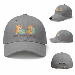 Make Everyday Earth Day Baseball Cap Cute Cat Healing Planet Earth TS12 Baseball Cap Universal Fit Sport Gray Print Your Wear