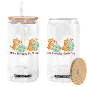 Make Everyday Earth Day Glass Can Cute Cat Healing Planet Earth TS12 Print Your Wear