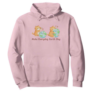 Make Everyday Earth Day Hoodie Cute Cat Healing Planet Earth TS12 Light Pink Print Your Wear