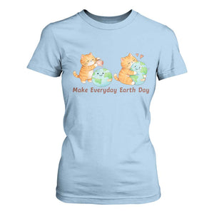 Make Everyday Earth Day T Shirt For Women Cute Cat Healing Planet Earth TS12 Light Blue Print Your Wear