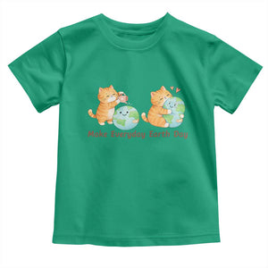 Make Everyday Earth Day Toddler T Shirt Cute Cat Healing Planet Earth TS12 Irish Green Print Your Wear