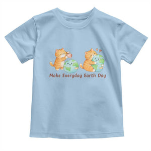 Make Everyday Earth Day Toddler T Shirt Cute Cat Healing Planet Earth TS12 Light Blue Print Your Wear