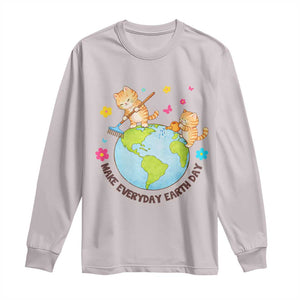 Make Everyday Earth Day Long Sleeve Shirt Funny Cat Lover Gift TS12 Ice Gray Print Your Wear