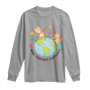 Make Everyday Earth Day Long Sleeve Shirt Funny Cat Lover Gift TS12 Sport Gray Print Your Wear