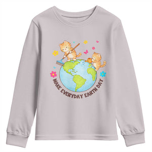 Make Everyday Earth Day Youth Sweatshirt Funny Cat Lover Gift TS12 Ice Gray Print Your Wear