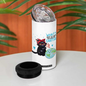 Just A Cat Who Loves The Earth 4 in 1 Can Cooler Tumbler Earth Day Cat Lover Gift TS12 Print Your Wear
