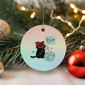 Just A Cat Who Loves The Earth Ceramic Ornament Earth Day Cat Lover Gift TS12 1pc Pastel Print Your Wear