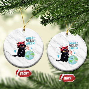 Just A Cat Who Loves The Earth Ceramic Ornament Earth Day Cat Lover Gift TS12 1pc White Marble Print Your Wear