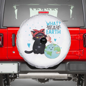 Just A Cat Who Loves The Earth Spare Tire Cover Earth Day Cat Lover Gift TS12 White Print Your Wear