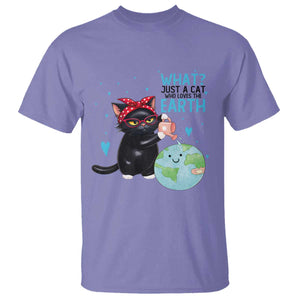 Just A Cat Who Loves The Earth T Shirt Earth Day Cat Lover Gift TS12 Violet Print Your Wear
