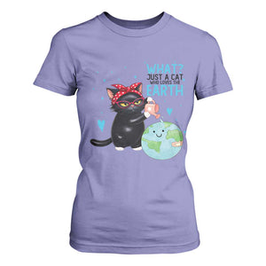 Just A Cat Who Loves The Earth T Shirt For Women Earth Day Cat Lover Gift TS12 Violet Print Your Wear
