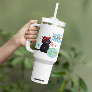 Just A Cat Who Loves The Earth Tumbler With Handle Earth Day Cat Lover Gift TS12 Print Your Wear