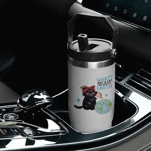 Just A Cat Who Loves The Earth Flip Straw Tumbler Earth Day Cat Lover Gift TS12 Print Your Wear