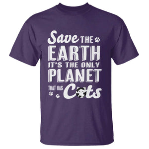 Earth Day Cat Lover T Shirt Save Earth Its The Only Planet With Cats TS12 Purple Print Your Wear