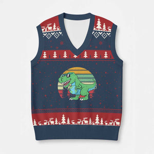 Funny Earth Day Dinosaur Lover V-Neck Knit Sweater Vest Save The Planet TS12 Navy Red Print Your Wear